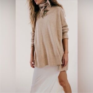 Free People Phoebe Pullover Sweater in Tan NWOT